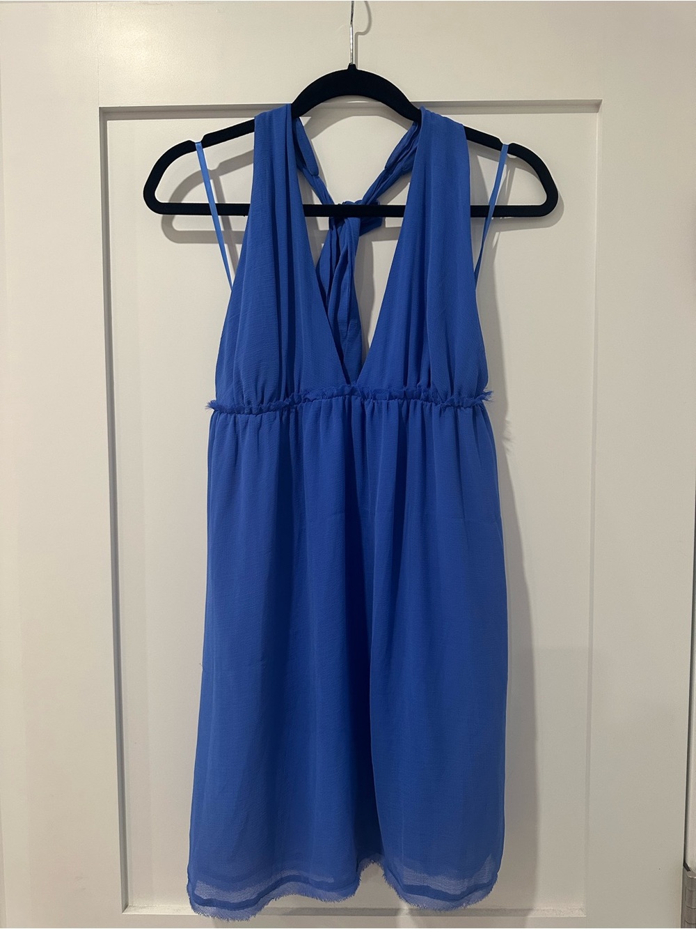 Free People Esme Mini Backless Halter Dress in Cobalt Blue